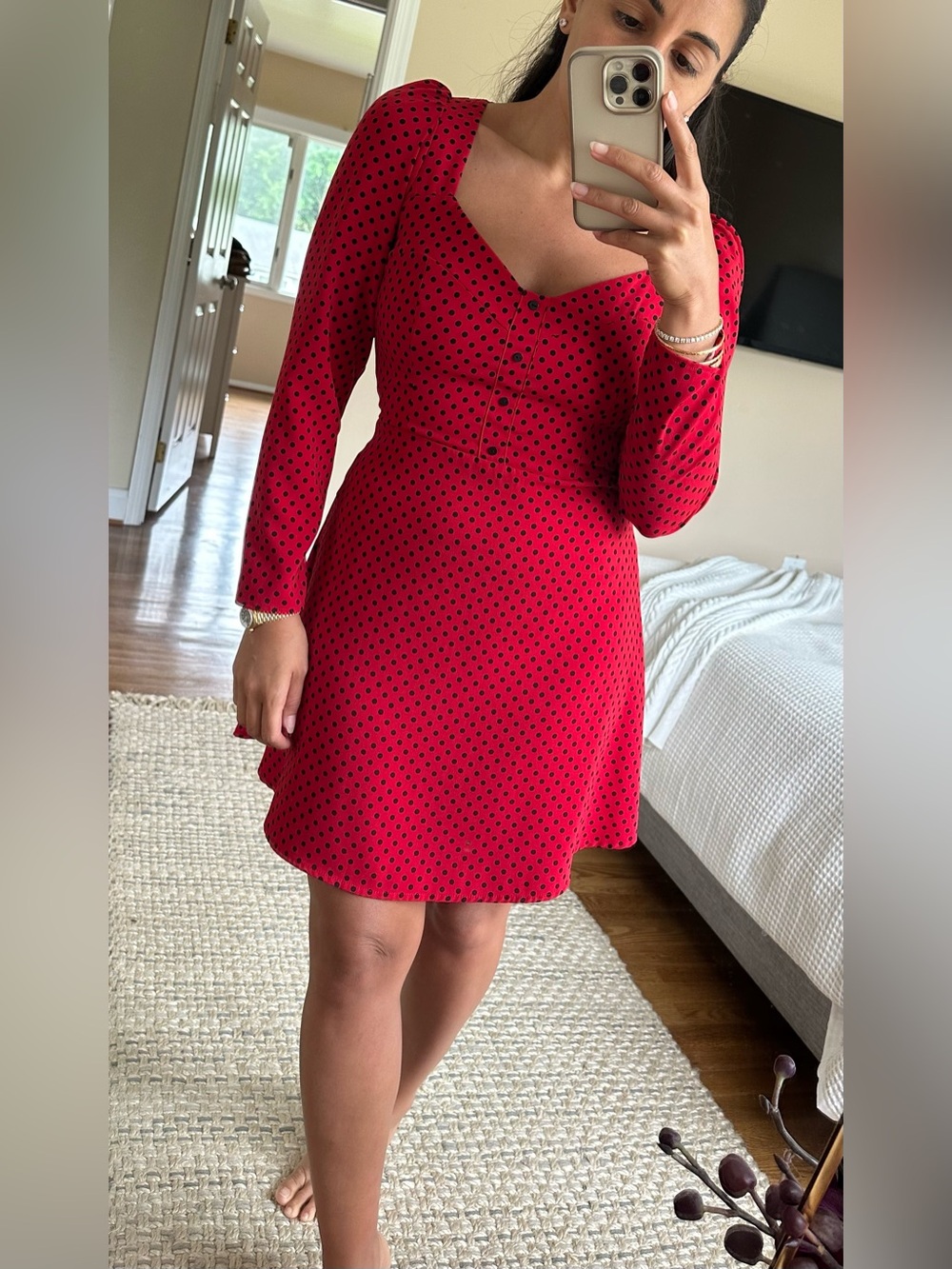 Zara Red Dress with Black Polka Dots